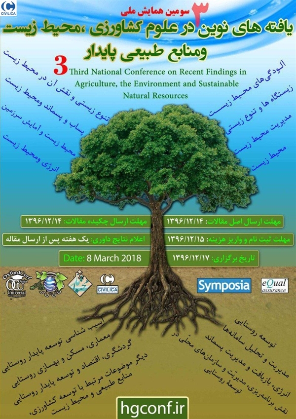 سومین همایش ملی یافته‌های نوین در علوم کشاورزی، محیط زیست و منابع طبیعی پایدار